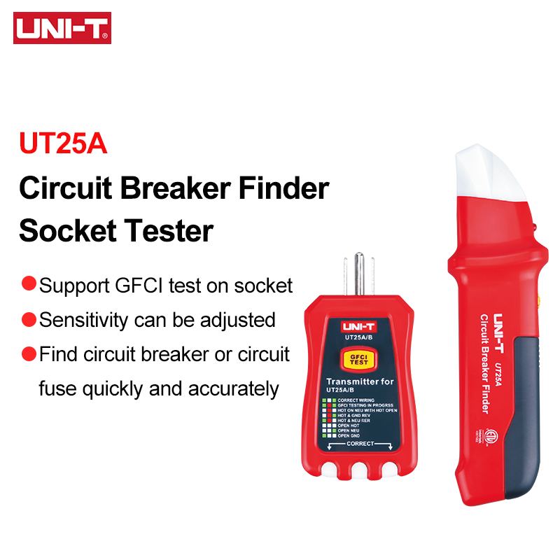 Circuit Breaker Finder - UNI-T AC-stroomonderbrekerzoeker UT25A AC 90-120V zekeringhouder-tester