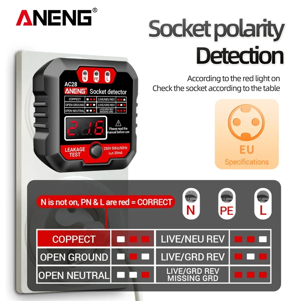 ANENG AC27/AC28 Digitale Socke - Circuit Breaker Finder recensie en prijs