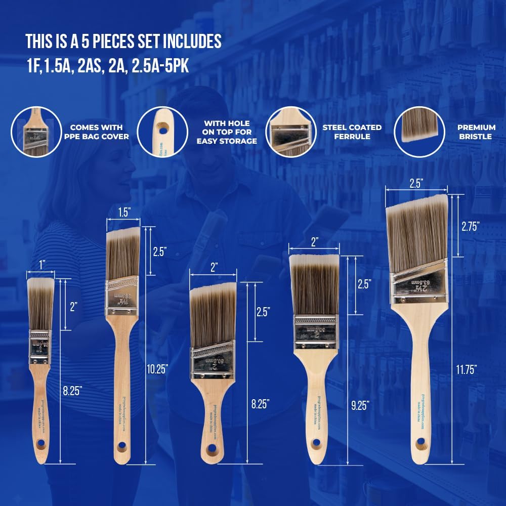 5-delige penselenset, platte e - Wood Stain Brush recensie en prijs